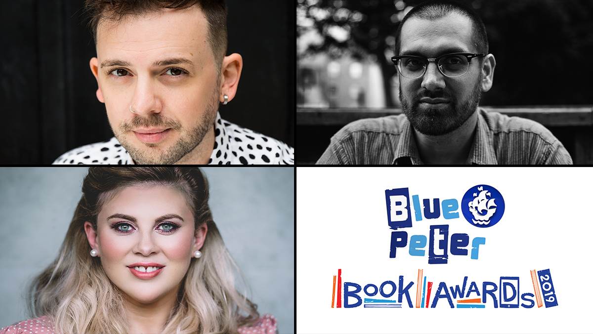 Photographs of Blue Peter Book Awards 2019 judges Alex T Smith, Darren Chetty and Louise Pentland