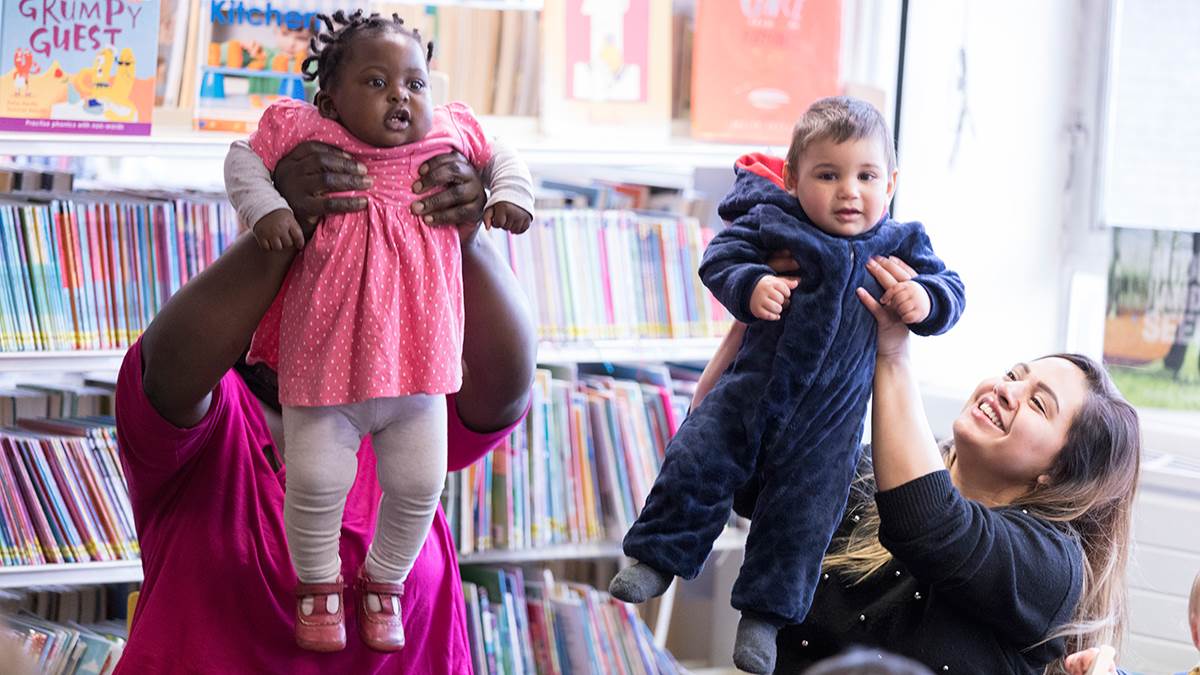Babies having fun at a library Rhymetime