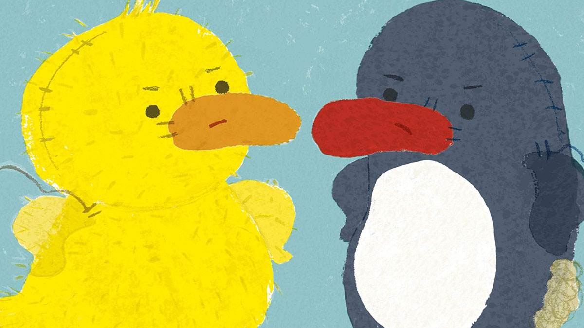 Illustration from Duck and Penguin are NOT Friends by Julia Woolf