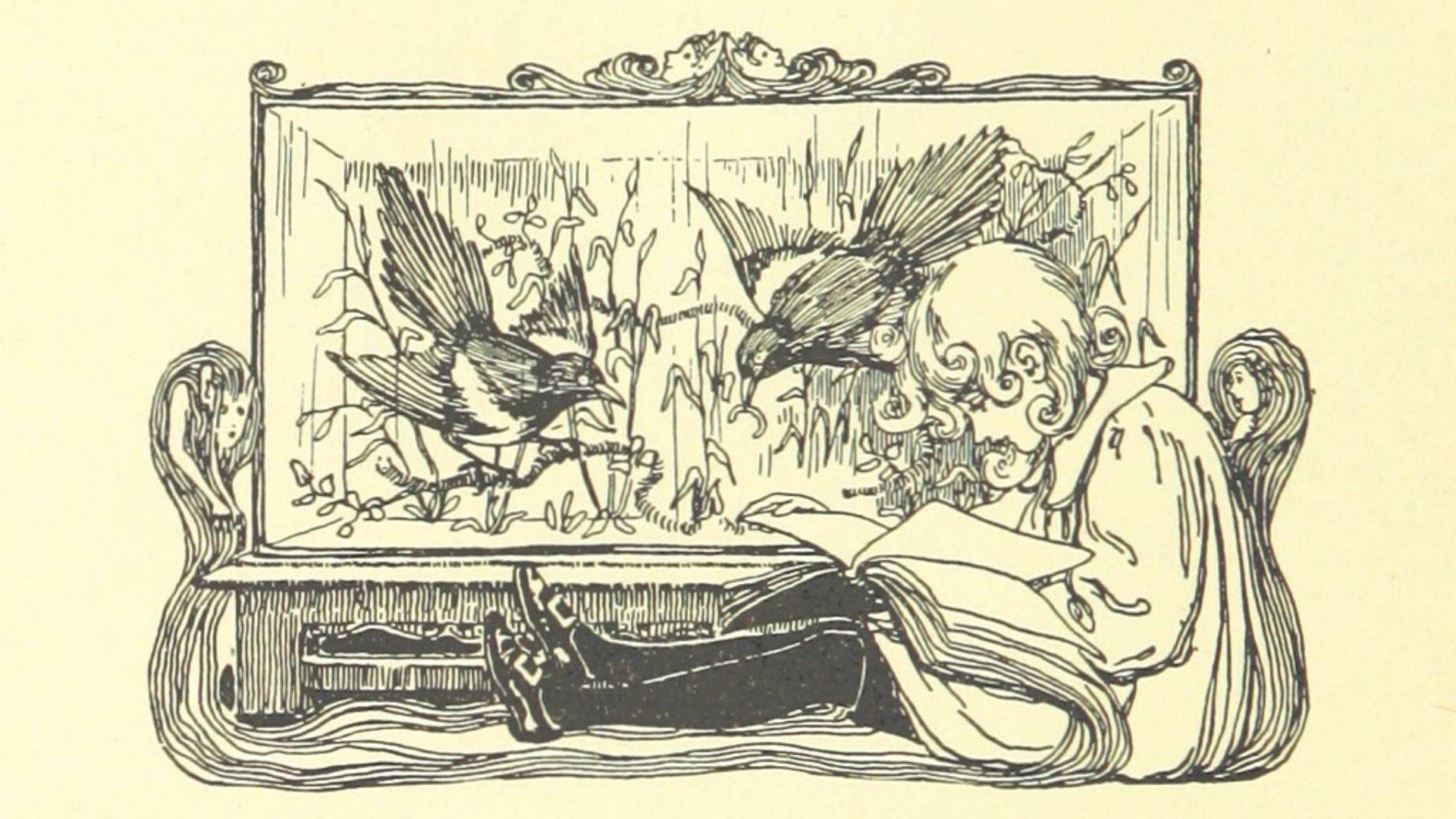 Victorian illustration of a child reading