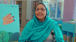 Mrs Ahmed at a BookTrust Storytime session