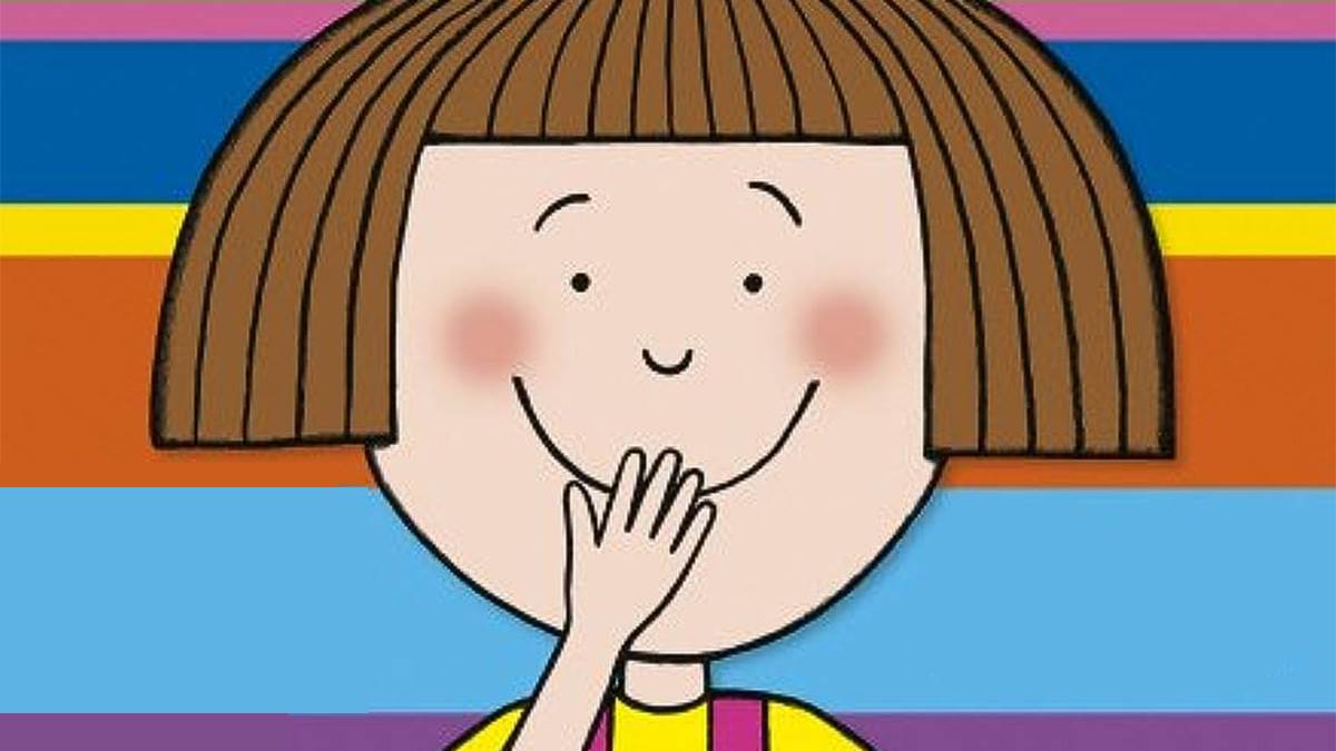 An illustration of a girl laughing with her hand to her mouth from the front cover of Daisy: Accidentally on Purpose by Kes Gray and Nick Sharratt