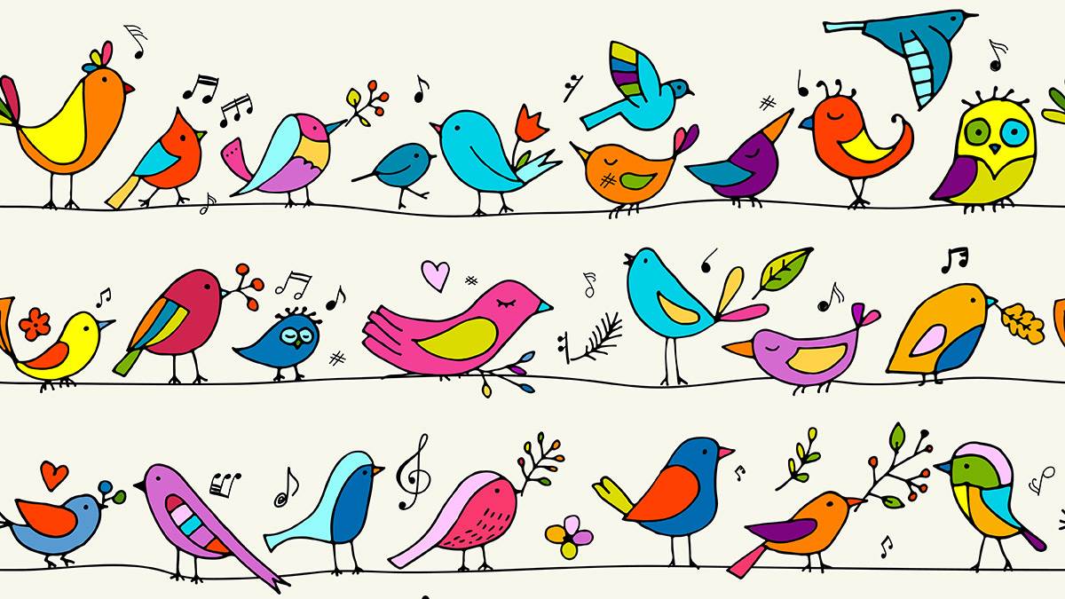 Birds on wire illustration