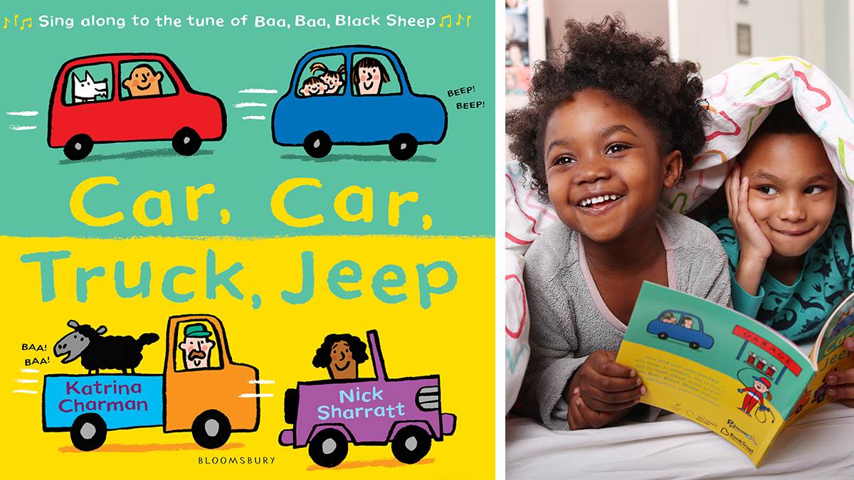 Car Car Truck Jeep cover and kids reading in PJs