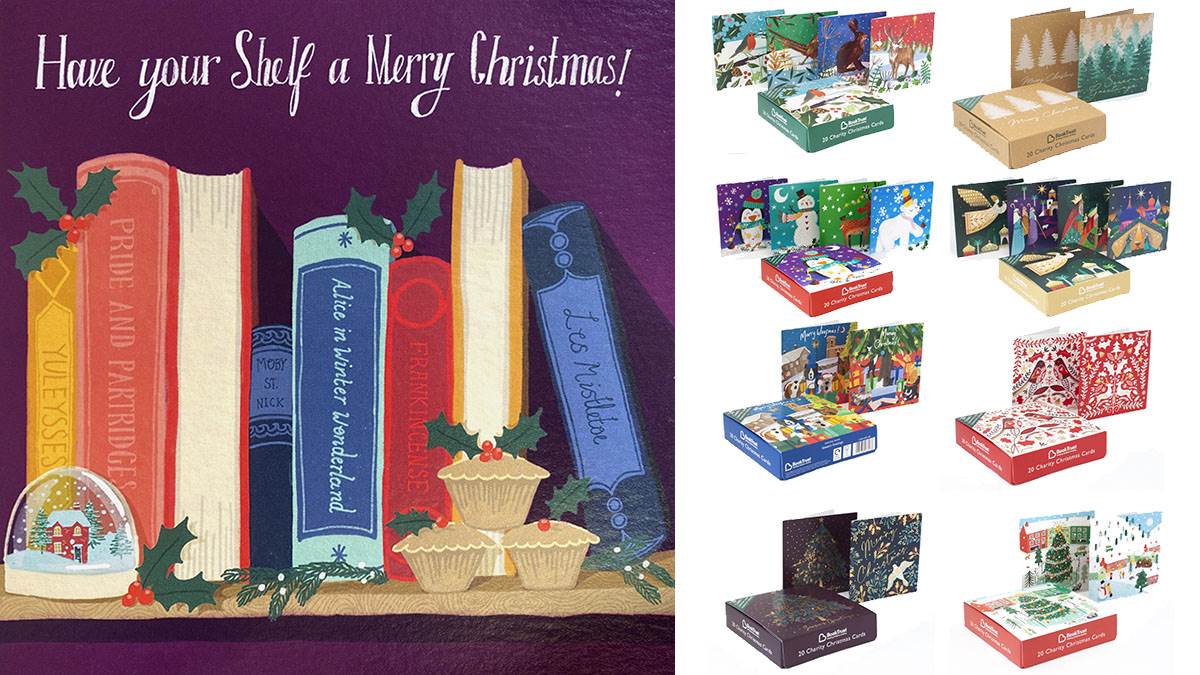 A selection of Waterstones Christmas card designs in aid of BookTrust