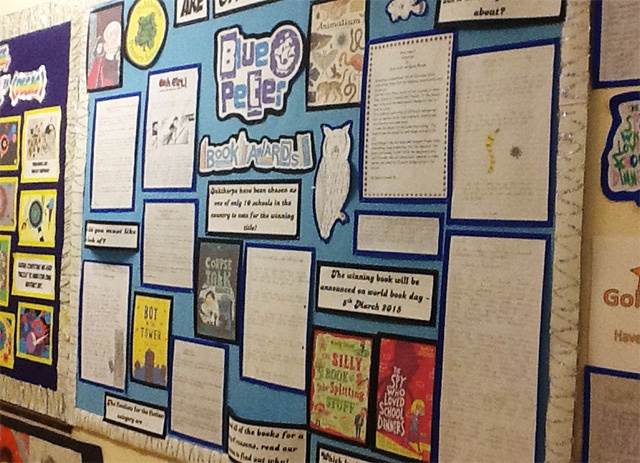 A Blue Peter Book Awards display at Oakthorpe School