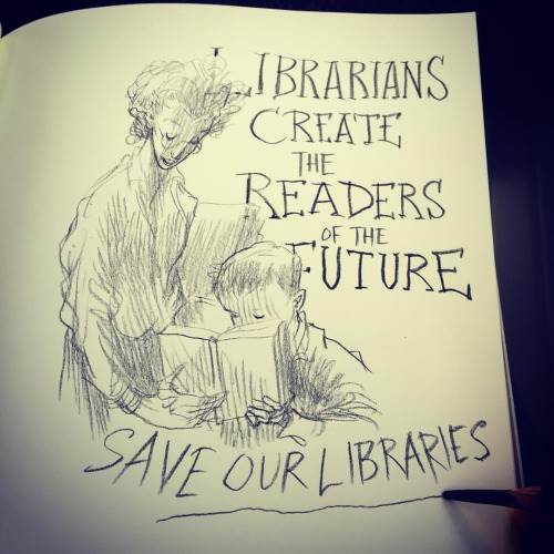 Chris Riddell's librarians drawing