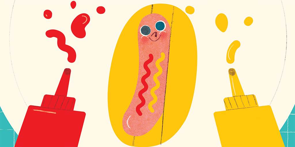 An illustration of a hot dog from Hello Hot Dog