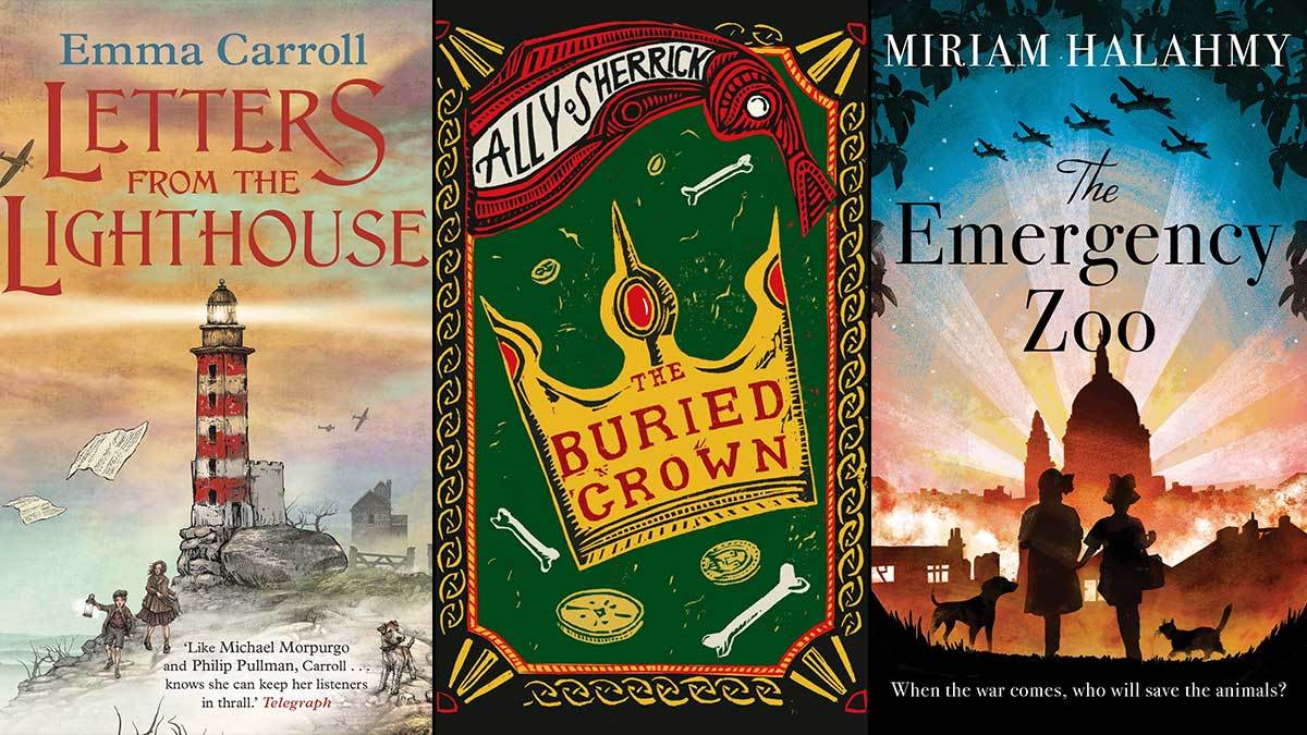 The covers of Letters from the Lighthouse, The Buried Crown and The Emergency Zoo