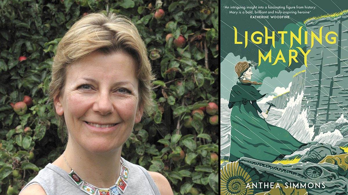 Anthea Simmons and the cover of her book Lightning Mary