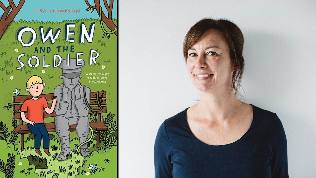 The front cover of Owen and the Soldier and author Lisa Thompson