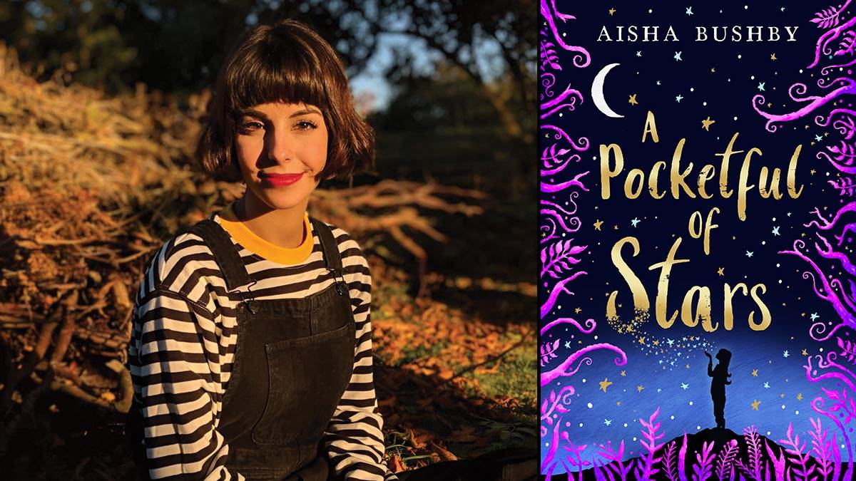 Aisha Bushby and the front cover of A Pocketful of Stars