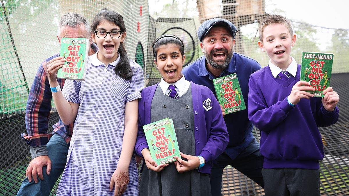 Children with Andy McNab and Phil Earle