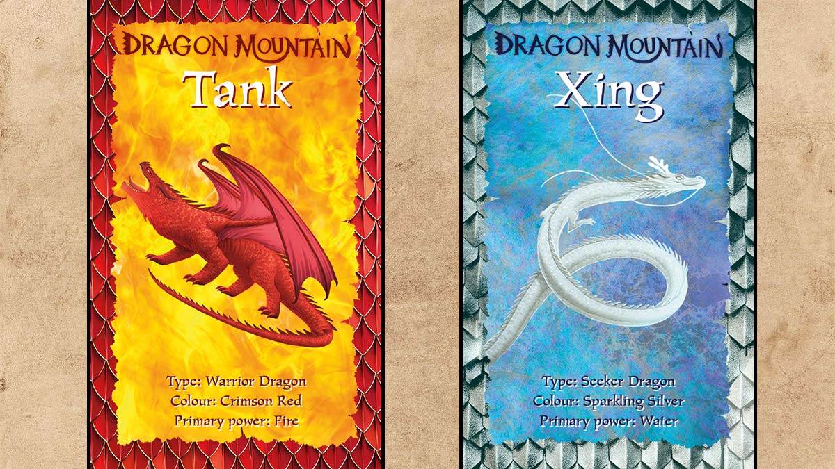 Dragon Mountain Top Trumps cards for Tank and Xing