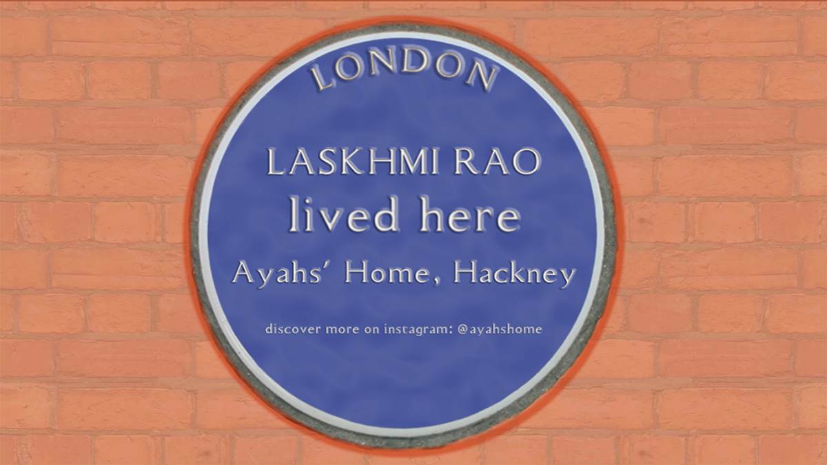 A blue plaque commemorating Laskhmi Rao