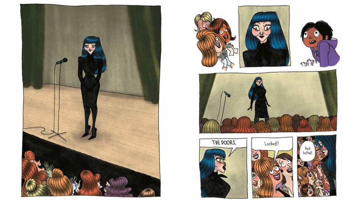 A spread from the graphic novel adaptation of The Witches