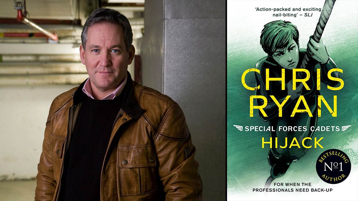Chris Ryan and the front cover of his book Hijack, photo © Niall McDiarmid
