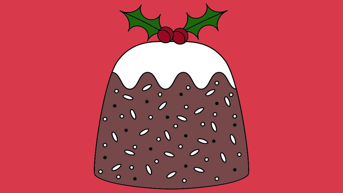 An illustration of a Christmas pudding
