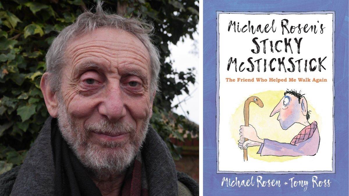 Michael Rosen and the cover of Sticky McStickStick