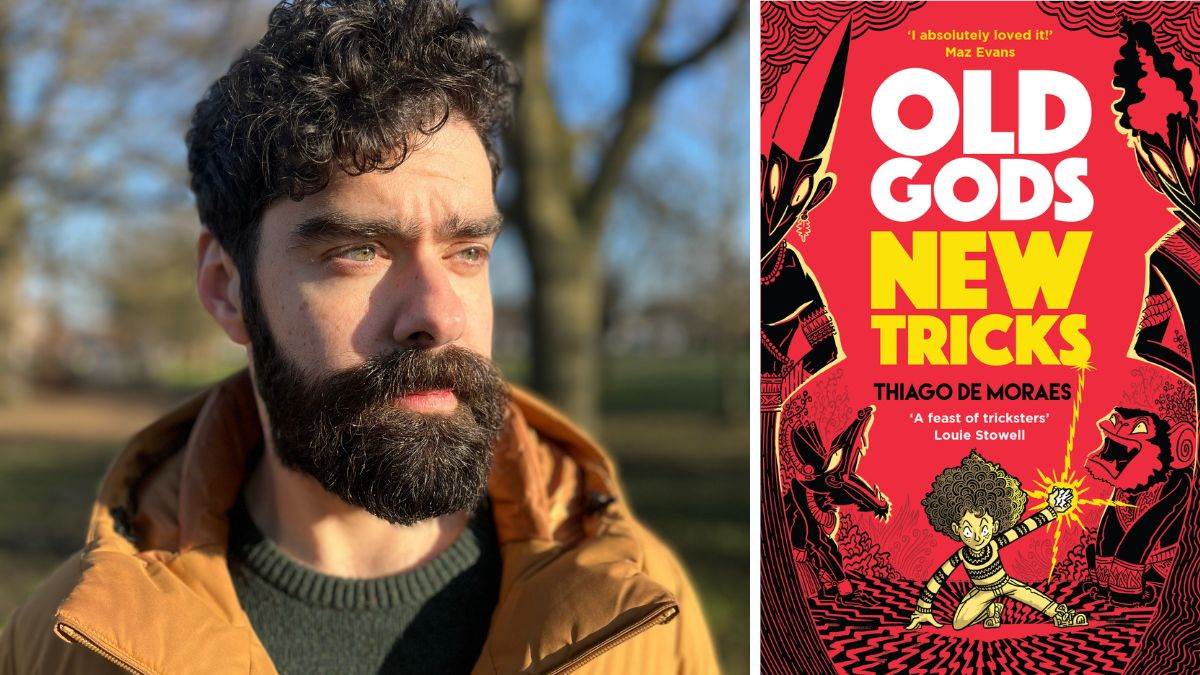 Author-illustrator Thiago de Moraes and the cover of Old Gods, New Tricks
