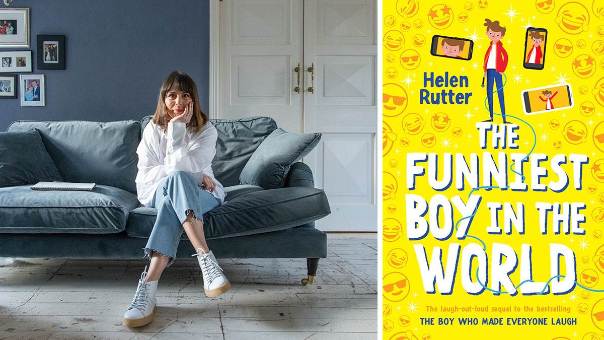 A photo of Helen Rutter and the front cover of her book The Funniest Boy in the World