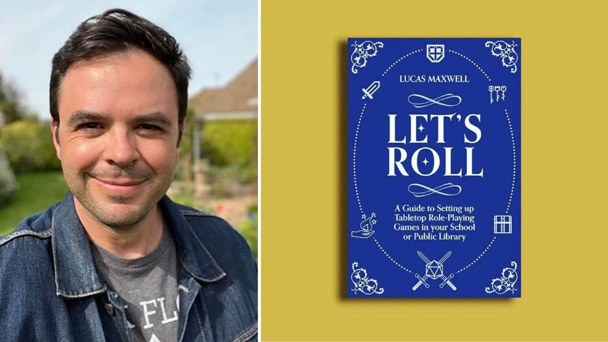 A photo of Lucas Maxwell and the front cover of his book Let's Roll