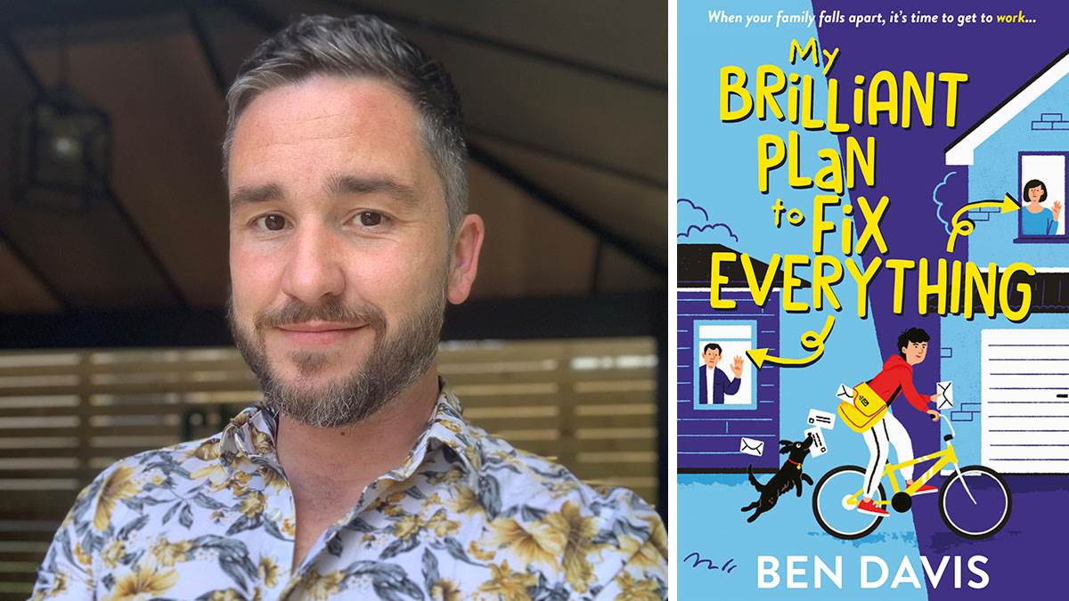 A photo of author Ben Davis and the front cover of his book My Brilliant Plan to Fix Everything