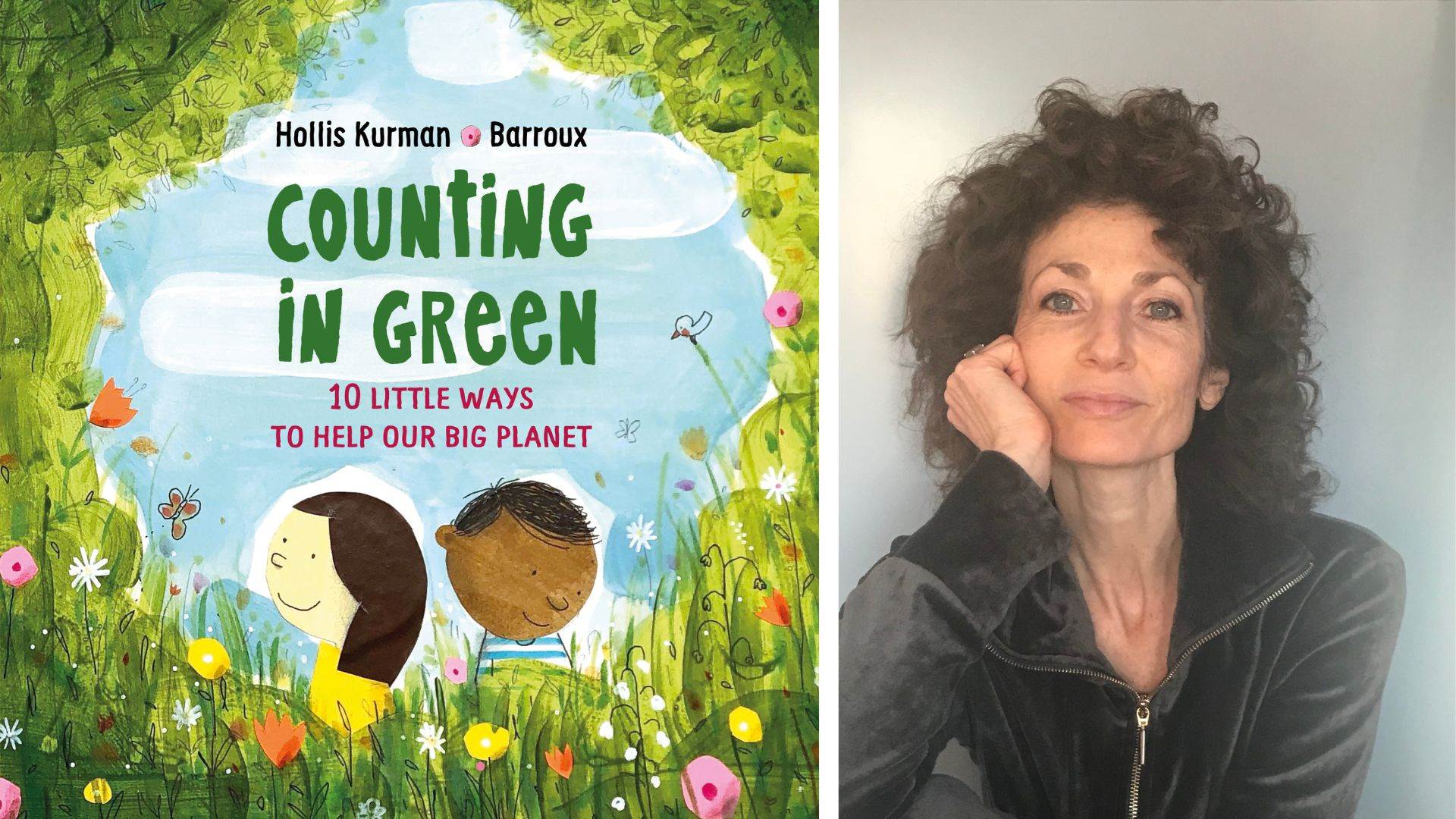 Author Hollis Kurman and the cover of Counting in Green