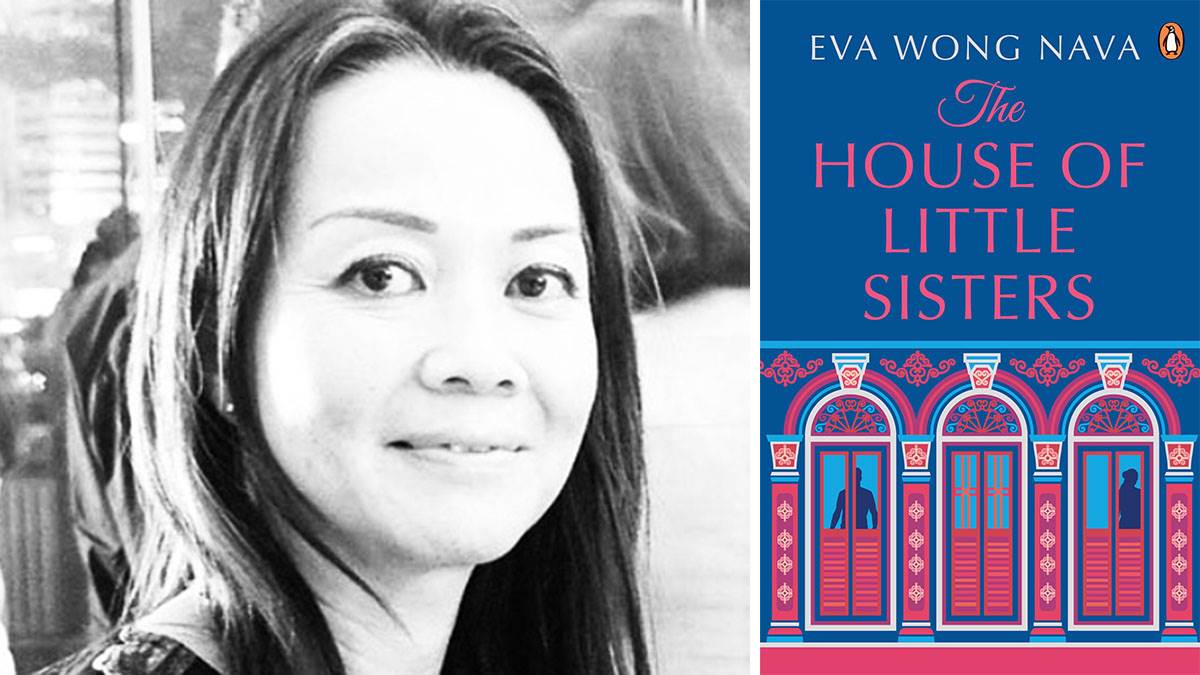 A photo of Eva Wong Nava and the front cover of The House of Little Sisters