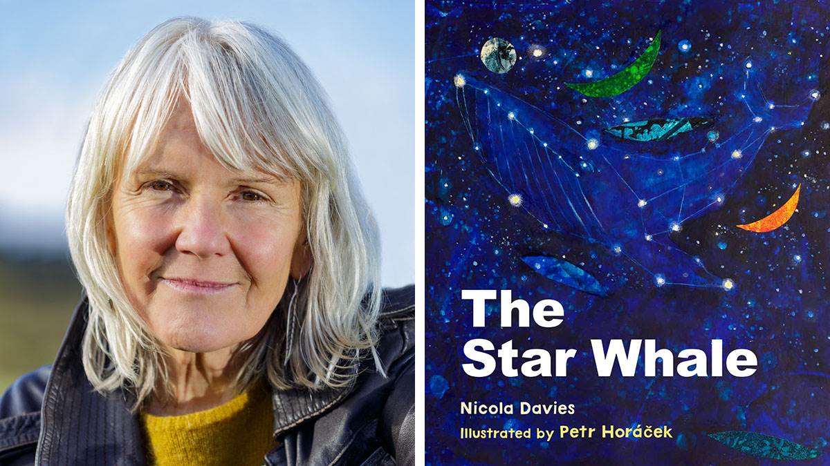 A photo of Nicola Davies and the front cover of her book The Star Whale