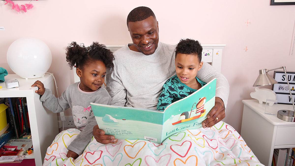 A family reading a bedtime story together