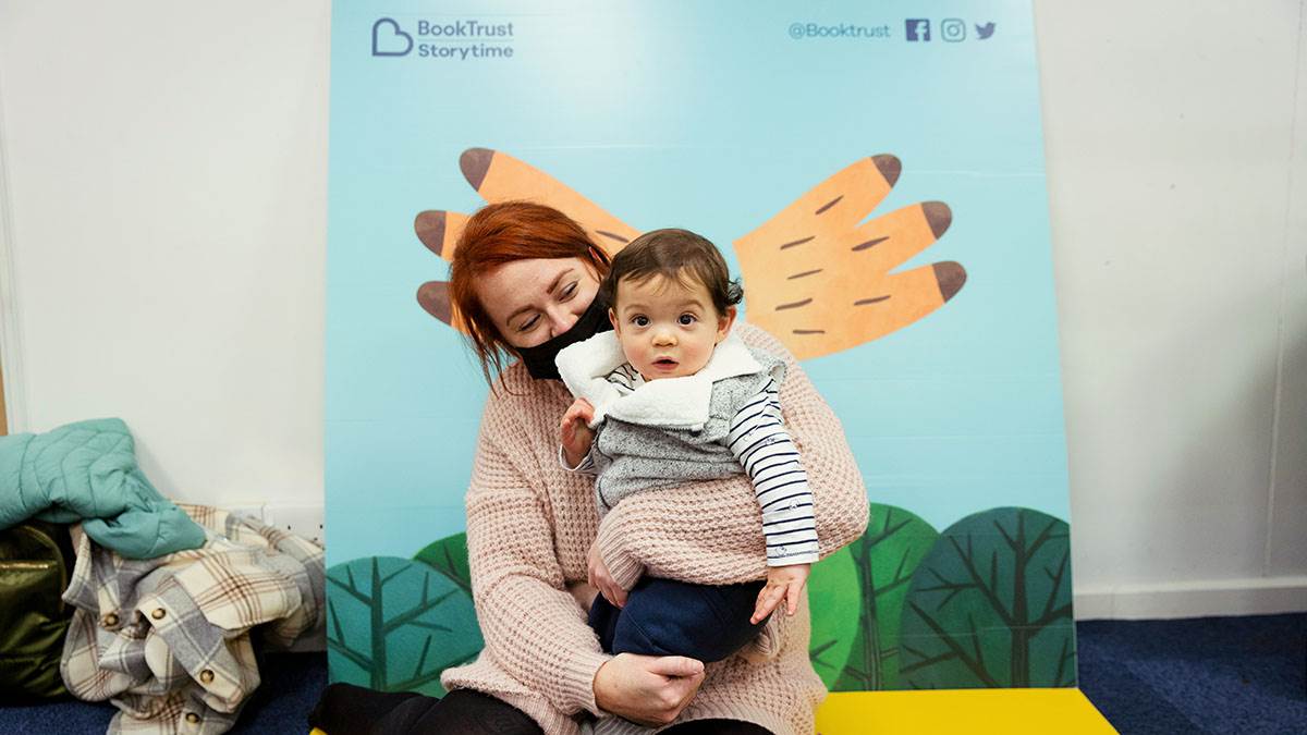 A mother and baby at a BookTrust Storytime event